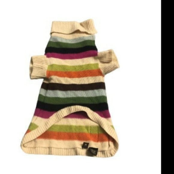 Coach 100% Cashmere Striped Dog Sweater - Picture 1 of 4